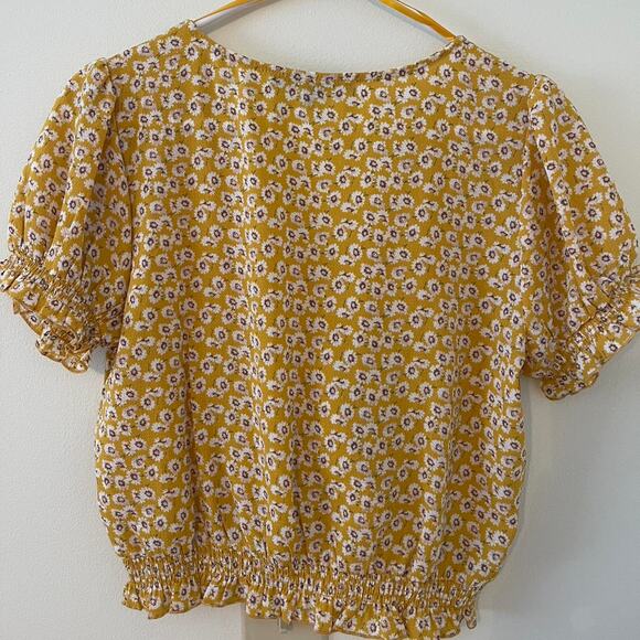 Yellow floral blouse with ruffle - Picture 3 of 3